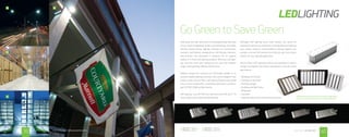 Go Green to Save Green
DA
B
C
Take away the color and most of the programming, and what
do you have? Ruggedized bright LED technology that oﬀers
brilliant energy-saving lighting solutions for communities,
business, and industry. Alongside our LED Display Solutions,
Electro-Matic has developed a complete line of superior
quality, U. S. built LED lighting products. We know LED light-
ing, and how much your enterprise can save with brighter,
longer-lasting energy-eﬃcient LED ﬁxtures.
Modular design and construction techniques enable us to
provide scalable lighting solutions that can be shipped in two
weeks or less. Electro-Matic LED lighting ﬁxtures incorporate
best-in-class components, assembled right here in our Michi-
gan ISO 9001:2008 certiﬁed facility.
LED lighting uses 50-75% less electricity and will last 3-10
times longer than traditional HID lighting.
Although LED lighting costs more initially, the return on
investment can be very attractive while signiﬁcantly reducing
your carbon footprint. Electro-Matic’s Energy Experts can
provide a no-cost ROI analysis and help you get local utility
rebates for your lighting application.
Electro-Matic LED Lighting products are designed to reduce
energy consumption and reduce maintenance costs for these
applications:
• Roadway and Street
• Parking Lot and Area
• Parking Garages
• Building and Wall Packs
• Billboards
• Canopies
• High Bay Industrial or Commercial Facilities
Modular design of ﬁxtures allows for limitless conﬁgurations
that ensure maximum eﬃciency of your lighting application
FIND US ONLINE @ EMPLEDLIGHTING.COM
4039 CALL TODAY 866-998-0990
A
C
AP Series
AR Series
Roadway
Canopy
B
D
AR Series
AR Series
High Bay
Wall Pack
 