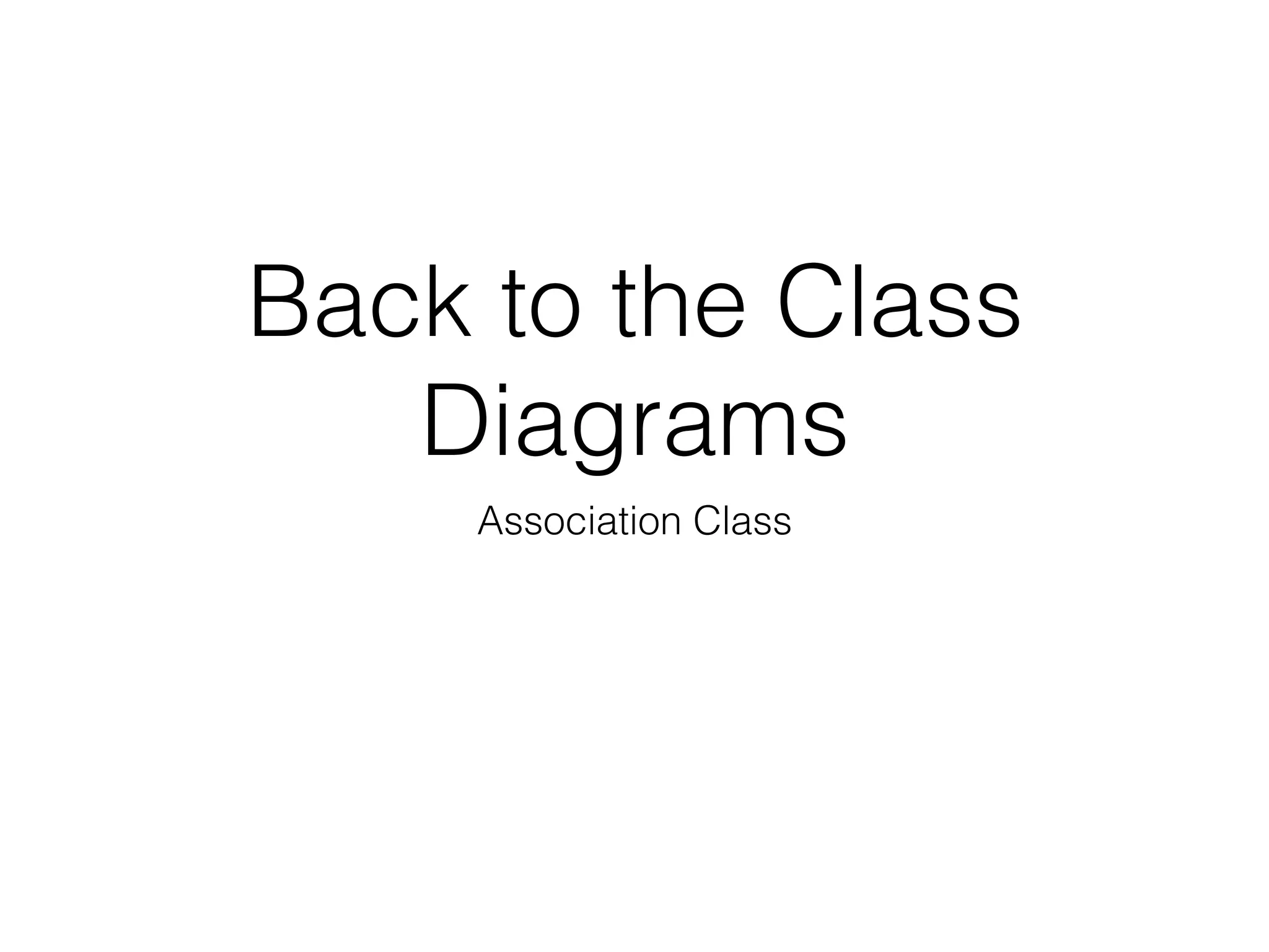 Back to the Class
Diagrams
Association Class
 