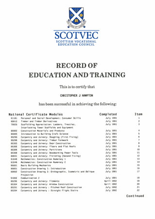 Scotvec Modules Breakdown