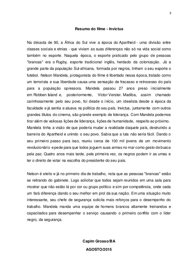Resumo Do Filme Invictus