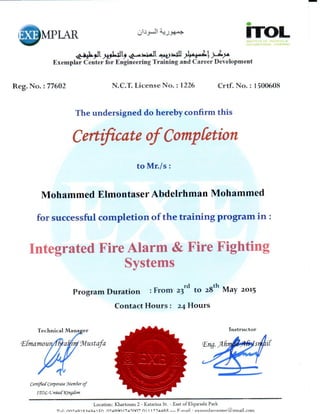 Fire alarm & fire fighting certificate