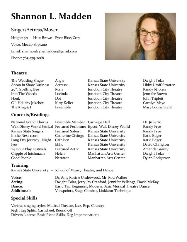 theatre performance resume performance resume