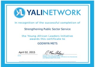 Strengthening Public Sector Service
GODWYN METS
April 02, 2015
 