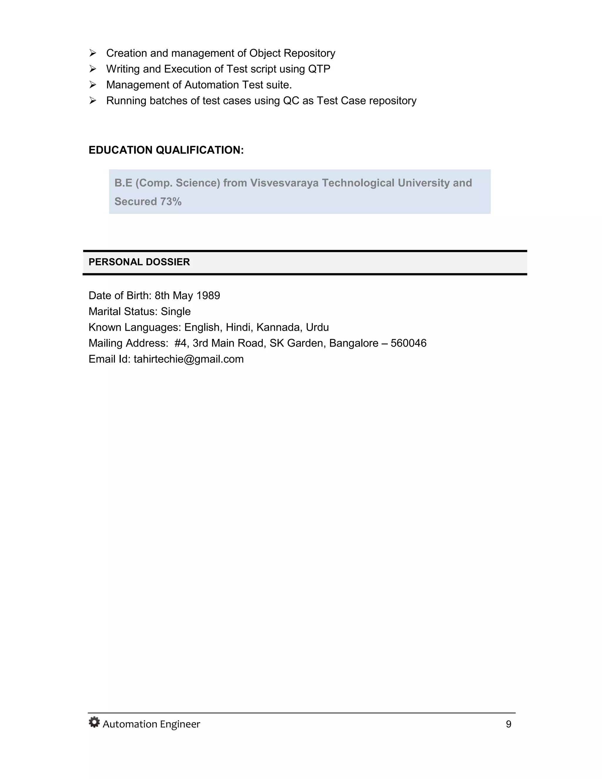 Tahir_Resume_Selenium | PDF