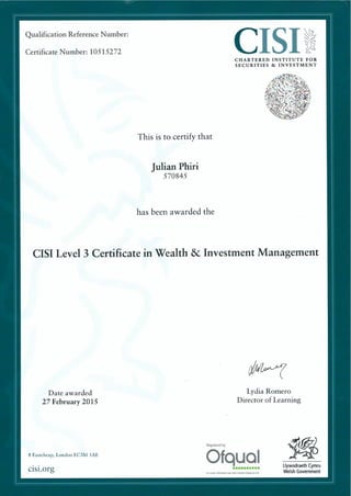 CISI2 certificate