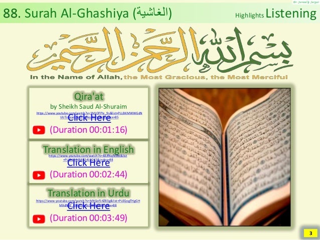 Al Quran Chapter 88 Surah Al Ghashiya The Overwhelming
