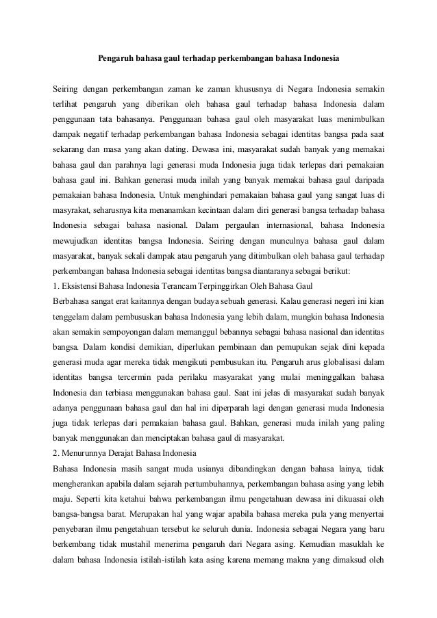 88207273 pengaruhbahasagaulterhadapperkembanganbahasa