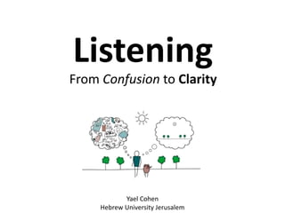 Listening
From Confusion to Clarity
Yael Cohen
Hebrew University Jerusalem
 