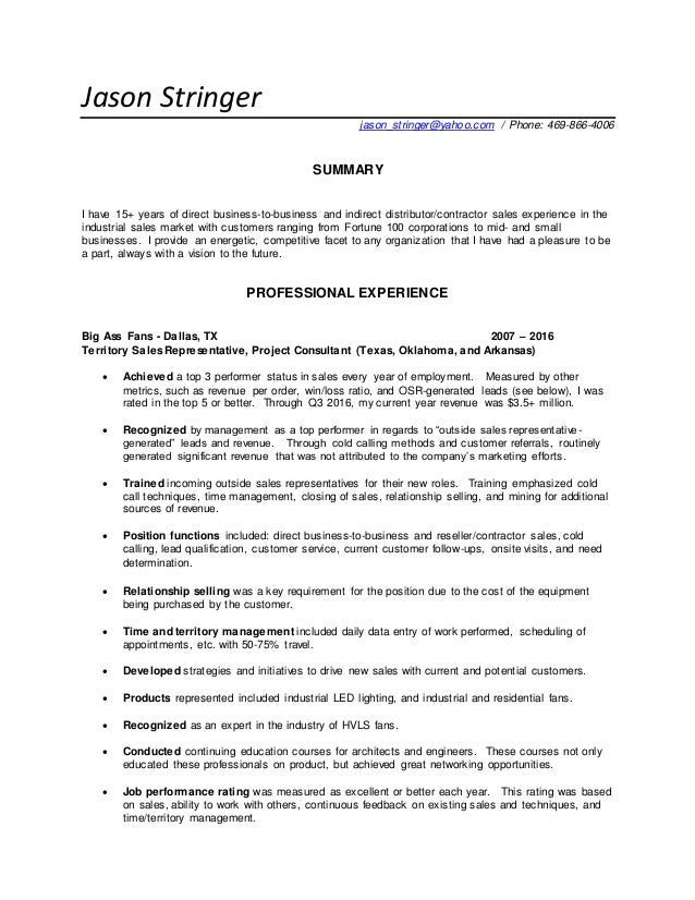 jason stringer resume 2016