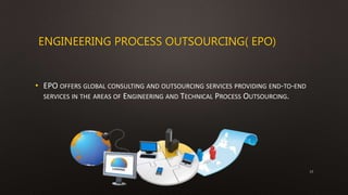 ENGINEERING PROCESS OUTSOURCING( EPO)
• EPO OFFERS GLOBAL CONSULTING AND OUTSOURCING SERVICES PROVIDING END-TO-END
SERVICES IN THE AREAS OF ENGINEERING AND TECHNICAL PROCESS OUTSOURCING.
13
 