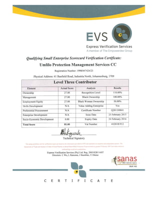 Umlilo  Profile - 2015 May 