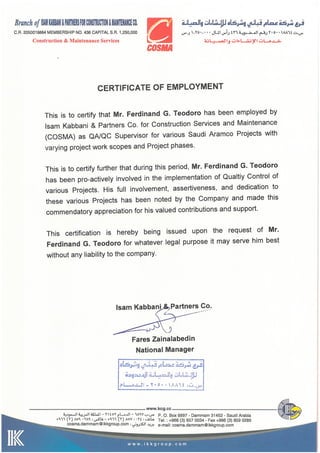 abroad employment certificates