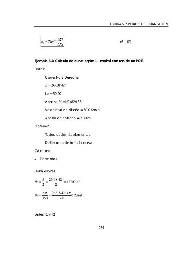 CURVAS ESPIRALES DE TRANSICIÃ“N                  1   Yi      i     Tan                                     (6 â€“ 60)        ...