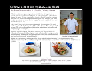 EXECUTIVE CHEF AT ANA MANDARA & SIX SENSES
 