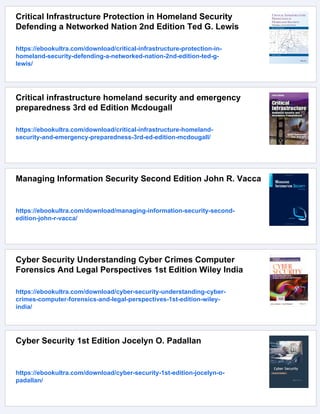 Cyber security and IT infrastructure protection 1st ed Edition Vacca | PDF