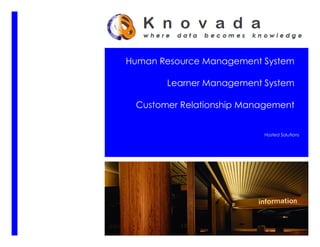 Human Resource Management System
Learner Management System
Customer Relationship Management
Hosted Solutions
 