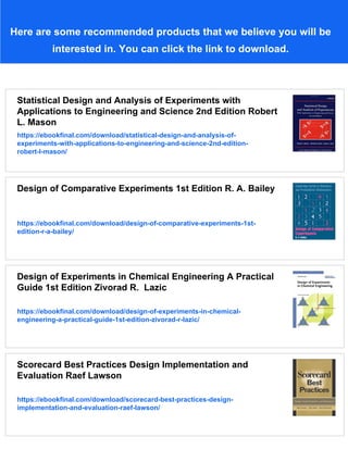 Design and Analysis of Experiments with R Lawson | PDF
