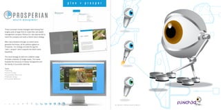 Three successful money managers were leaving their
lengthy posts at large firms to create their own wealth
management company. Romeo+Co. was approached to
name the company and build a vibrant brand strategy.
After many iterations through our brand name
generator technique, all the partners agreed on
Prosperian. Our strategy included the tag line
“plan + prosper” which supports the brand name
beautifully.
The visual strategy for web and collateral usage
included a selection of hedge mazes. The mazes
illustrate the intricacies of money management and
the beauty of successful planning.
Tasks:
• Naming
• Brand Design
• Capabilities Brochure
• Website Design
• Corporate Materials
3D Television Network Brand & Mascot
 