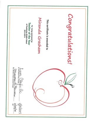 Teacher of the Year Nominee Certificate Upload