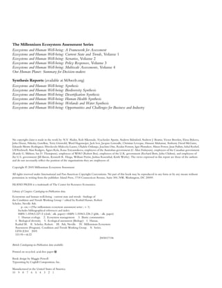 Ecosystems And Human Wellbeing Current State And Trends Volume 1 ...