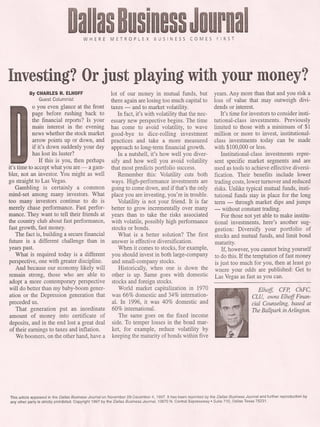 Dallas Business Journal - Investing Or Playing