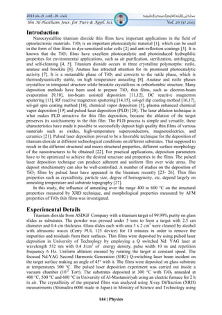 Synthesis Of Nanostructured TiO2 Thin Films By Pulsed Laser Deposition ...