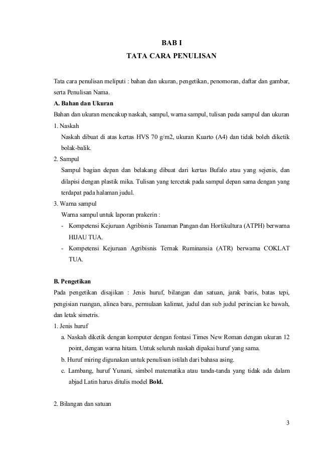 PETUNJUK PENULISAN LAPORAN PRAKTEK KERJA INDUSTRI