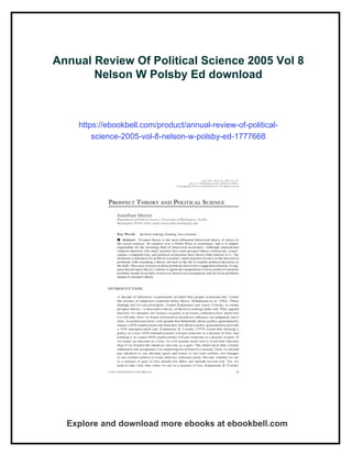 Political Science Net Ebook Annual Review Of Political Science 2005 Vol 8 Nelson W Polsby Ed | PDF