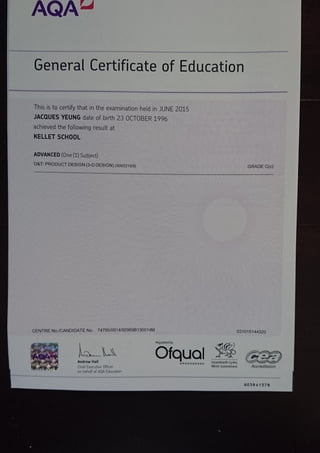 Jacques Yeung Qualifications