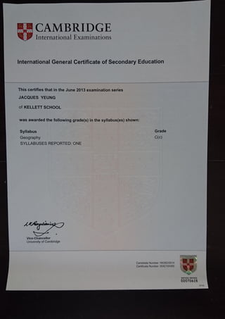 Jacques Yeung Qualifications