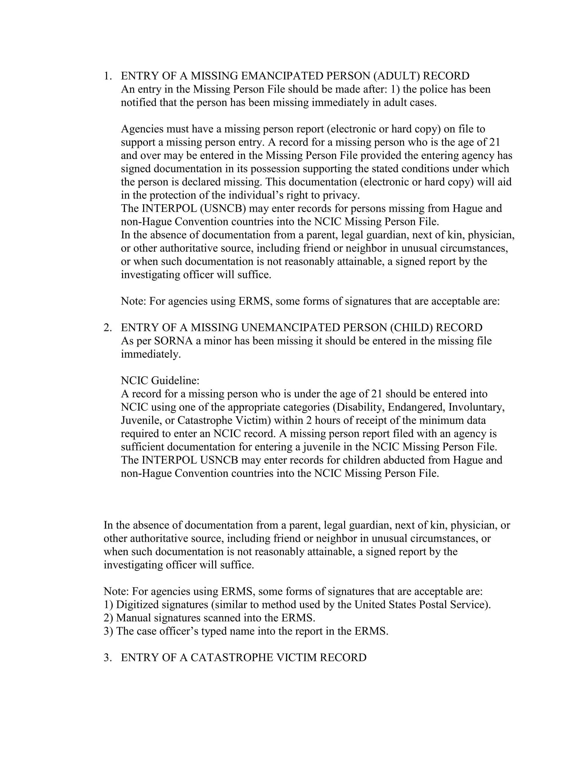 MFR NCIC Missing Person File | PDF