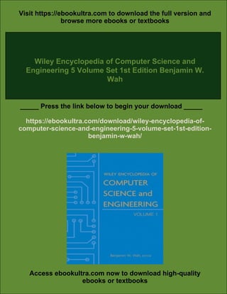 Wiley Encyclopedia of Computer Science and Engineering 5 Volume Set 1st ...