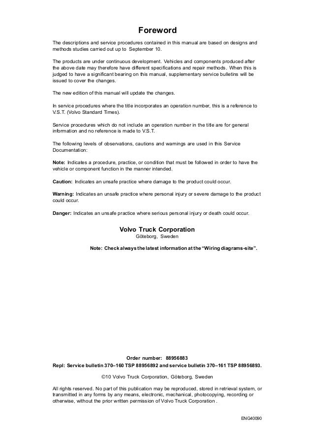 [DIAGRAM] Volvo Fh Truck Wiring Diagram Service Manual September 2010