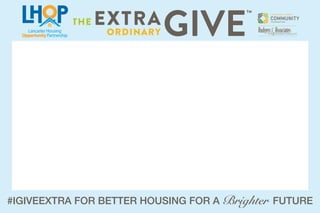 #IGIVEEXTRA FOR BETTER HOUSING FOR A Brighter FUTURE
 