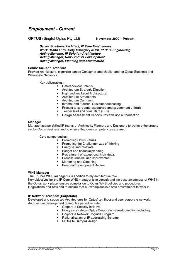 network architecture resume