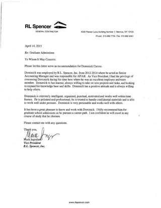 Letter of Recommendation Dominick J. Caruso