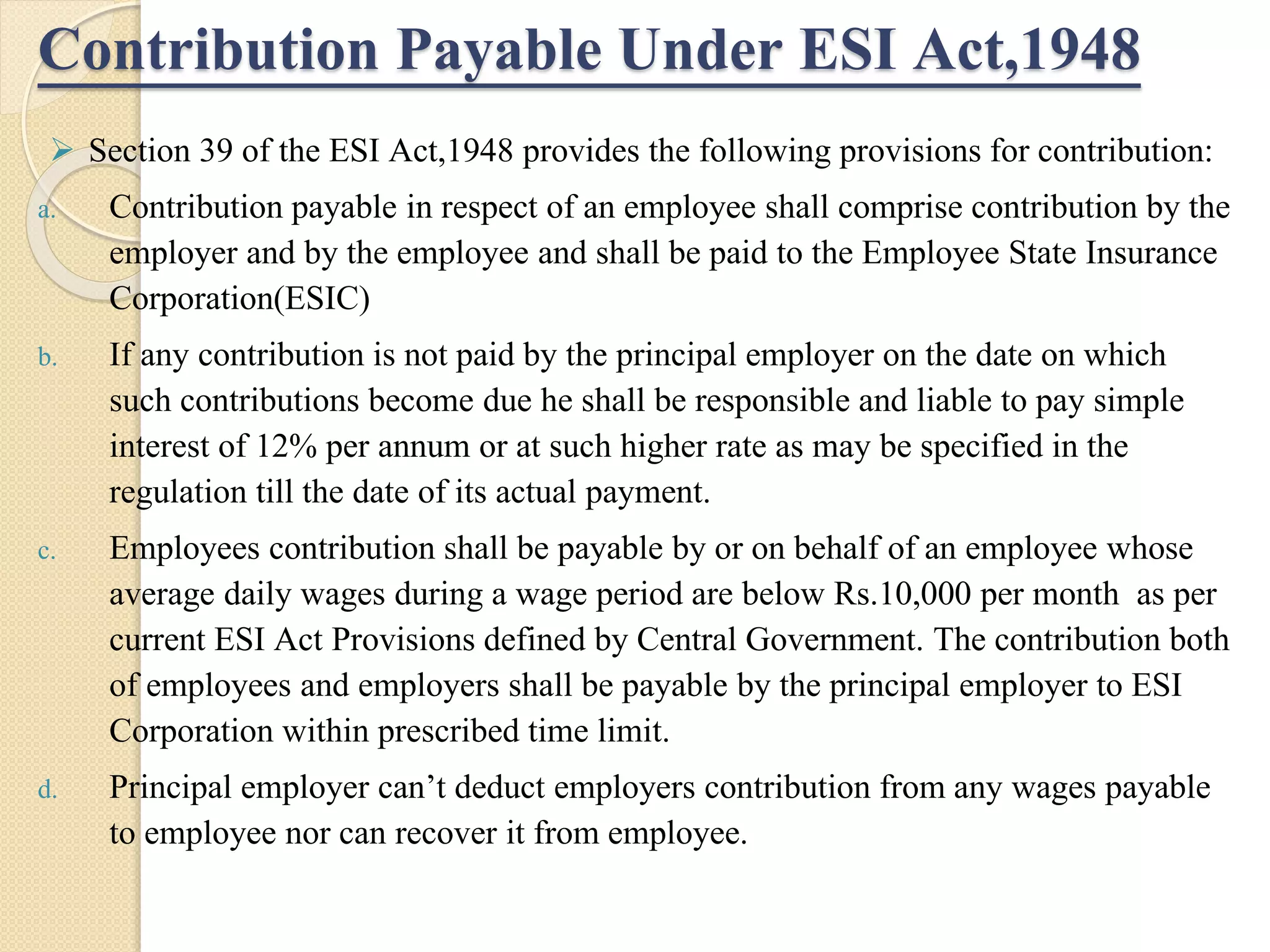 The Employee State Insurance[ESI] Act,1948 PPT