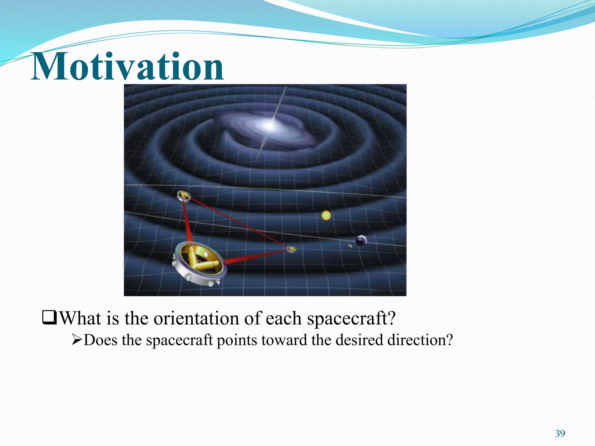 Motivation
39
What is the orientation of each spacecraft?
Does the spacecraft points toward the desired direction?
 