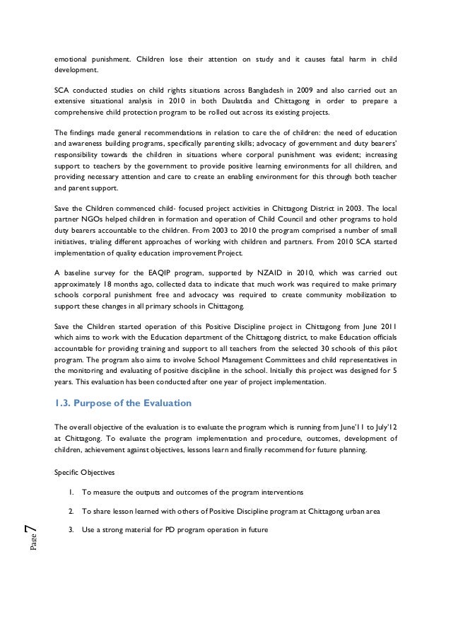 evaluation report positive discipline