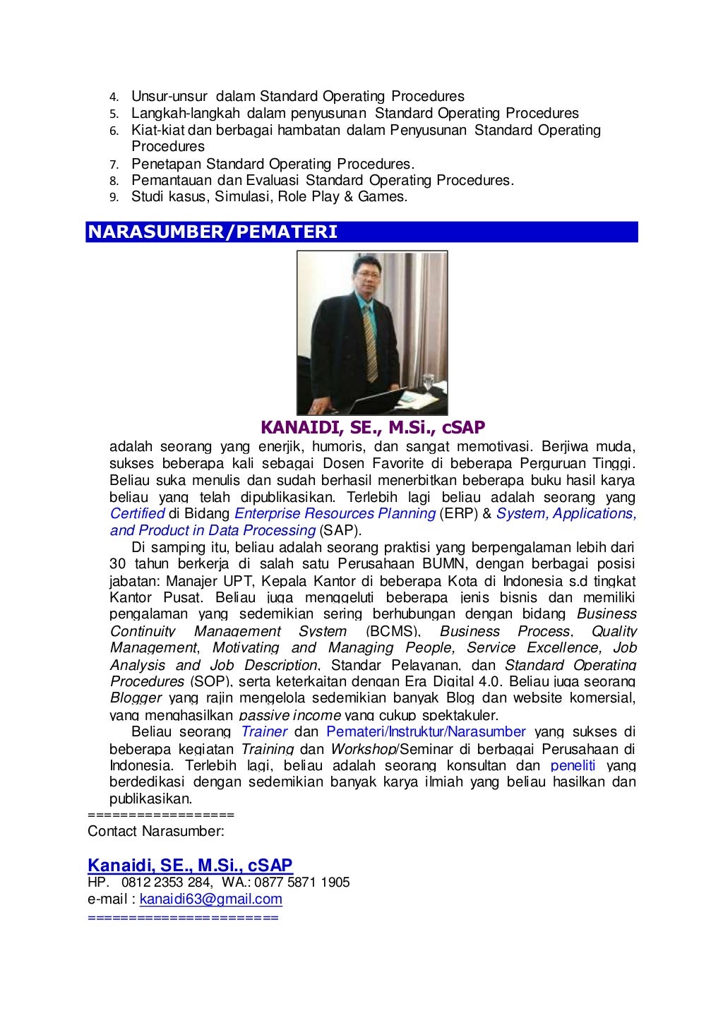 (2022) Silabus Pelatihan &quot;Penyusunan Standard Operating