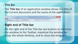 89 identify the parts of a window desktop and common desktop icons | PPSX