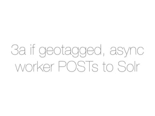 3a if geotagged, async
 worker POSTs to Solr
 