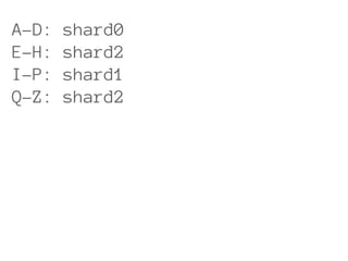 A-D:   shard0
E-H:   shard2
I-P:   shard1
Q-Z:   shard2
 