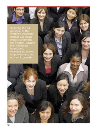 152	
Realizing the full
potential of the
women’s insurance
market will create
impact far beyond
the insurers’ bottom
line, increasing
innovation,
women’s economic
empowerment, and
economic growth
 