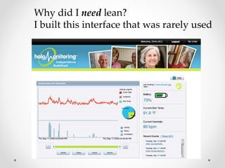 Why did I need lean?
I built this interface that was rarely used
 