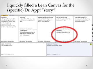 I quickly filled a Lean Canvas for the
(specific) Dr. Appt “story”
 