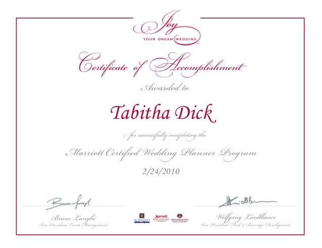 Wedding Planner Certificate
