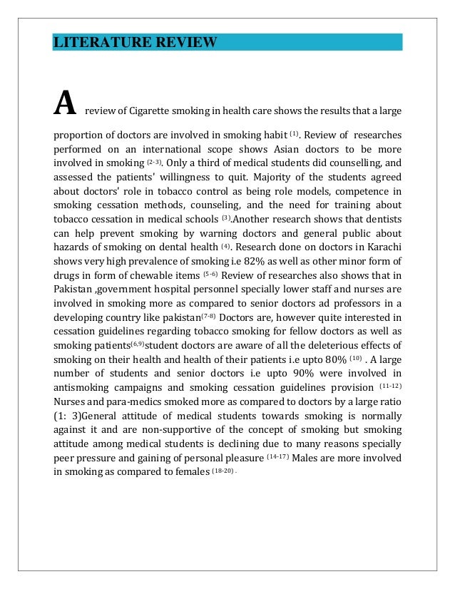 Related Literature on Cigarette Smoking