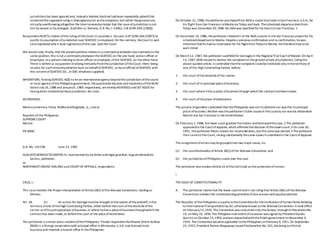 jurisdictionhas been ignored and, insteada blanket doctrine hadbeen repeatedly upheldthat
renderedthesupposedruling in Sibonghanoynot as theexception, butrather thegeneralrule,
virtually overthrowing altogether the time-honoredprinciple that the issueofjurisdiction is not
lost by waiver or by estoppel. (Calimlim vs. Ramirez, G.R.No. L-34362, 118 SCRA399; [1982])
RespondentNLRC'S citation oftheruling ofthis Court inLacanilao v. DeLeon (147 SCRA286[1987]) to
justify its assumption ofjurisdiction over SEAFDEC is misplaced. On the contrary, theCourtin said
case explained why it took cognizanceofthecase.Said the Court:
We would note,finally, that the presentpetition relates to a controversy between twoclaimants to the
same position; this is not a controversybetweentheSEAFDEC on the one hand, andan officer or
employee, ora personclaiming to bean officer oremployee,ofthe SEAFDEC,on theother hand.
There is beforeus noquestion involving immunity fromthejurisdiction oftheCourt, there being
no plea for suchimmunitywhether byor on behalfofSEAFDEC, or by anofficial ofSEAFDEC with
the consentof SEAFDEC (Id., at300; emphasis supplied).
WHEREFORE, finding SEAFDEC-AQD to be an internationalagency beyondthejurisdiction ofthecourts
or local agency ofthePhilippinegovernment, thequestioned decision and resolutionoftheNLRC
dated July 26, 1988 and January9, 1989, respectively, arehereby REVERSED and SETASIDEfor
having been renderedwithout jurisdiction.No costs.
SO ORDERED.
Melencio-Herrera, Paras, Padilla andRegalado, JJ., concur.
Republicof the Philippines
SUPREMECOURT
Manila
EN BANC
G.R. No. 101538 June 23, 1992
AUGUSTO BENEDICTO SANTOS III, represented by his fatherand legal guardian, AugustoBenedicto
Santos, petitioner,
vs.
NORTHWEST ORIENT AIRLINES and COURT OF APPEALS, respondents.
CRUZ, J.:
This caseinvolves the Properinterpretation ofArticle28(1) oftheWarsaw Convention, reading as
follows:
Art. 28. (1) An action for damagemustbe brought attheoption oftheplaintiff, inthe
territory of one oftheHigh Contracting Parties, eitherbefore thecourt ofthedomicileofthe
carrier orof his principalplace ofbusiness, or where hehas a placeofbusiness throughwhich the
contracthas been made,or beforethecourt at the placeofdestination.
The petitioner is a minor anda residentofthePhilippines. Private respondentNorthwest Orient Airlines
(NOA) is a foreign corporationwith principal office in Minnesota, U.S.A. and licensed todo
business and maintain a branch office in thePhilippines.
On October 21,1986, thepetitioner purchasedfrom NOAa round-tripticket inSanFrancisco. U.S.A., for
his flight from San Francisco toManila via Tokyo and back. Thescheduled departuredatefrom
Tokyo was December 20, 1986.No datewas specified for his returnto San Francisco. 1
On December 19, 1986, thepetitioner checkedin at the NOAcounter in theSan Francisco airportfor his
scheduleddepartureto Manila. Despitea previous confirmation and re-confirmation, hewas
informed thathe hadno reservation for his flightfrom Tokyoto Manila. Hethereforehad to be
wait-listed.
On March 12, 1987, the petitionersuedNOAfor damages in the RegionalTrial CourtofMakati. On April
13, 1987,NOAmoved to dismiss the complainton theground oflack ofjurisdiction. Citing the
above-quoted article,it contended thatthecomplaint couldbeinstituted only intheterritory of
one ofthe High Contracting Parties, before:
1. the court ofthedomicileof the carrier;
2. the court ofits principal placeofbusiness;
3. the court whereithas a place ofbusiness through which the contracthadbeenmade;
4. the court oftheplace ofdestination.
The privaterespondent contended thatthePhilippines was notits domicilenor was this its principal
place ofbusiness.Neither was thepetitioner's ticket issued in this country nor was his destination
Manila but San Francisco in theUnitedStates.
On February 1,1988, thelower court granted themotion anddismissedthecase.2 The petitioner
appealedto the CourtofAppeals, whichaffirmed thedecision ofthelowercourt.3 On June 26,
1991, thepetitioner fileda motion for reconsideration,butthesamewas denied. 4 Thepetitioner
then cameto this Court, raising substantially thesame issues itsubmittedin the CourtofAppeals.
The assignmentoferrors may begroupedinto two major issues, viz:
(1) the constitutionality ofArticle 28(1) ofthe Warsaw Convention; and
(2) the jurisdictionofPhilippine courts over thecase.
The petitioner also invokes Article24 oftheCivilCode ontheprotectionofminors.
I
THEISSUEOF CONSTITUTIONALITY
A. The petitioner claims that the lower courterredin not ruling that Article28(1) oftheWarsaw
Convention violates the constitutionalguarantees ofdueprocess and equalprotection.
The Republic ofthePhilippines is a party totheConventionfor theUnificationofCertainRules Relating
to InternationalTransportationby Air,otherwiseknown as the WarsawConvention.It took effect
on February13,1933. The Convention was concurred inby theSenate, throughits ResolutionNo.
19, on May 16, 1950.The Philippineinstrument ofaccession was signed by PresidentElpidio
Quirino on October 13, 1950, andwas depositedwiththePolishgovernment onNovember 9,
1950. The Conventionbecameapplicable tothePhilippines onFebruary 9, 1951. On September
23, 1955,President Ramon Magsaysay issued Proclamation No.201, declaring ourformal
 