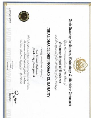 Marketing Management Diploma Certificate